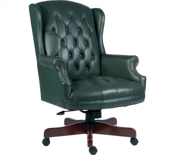 Image of Teknik Chairman Leather Swivel Chair - Green