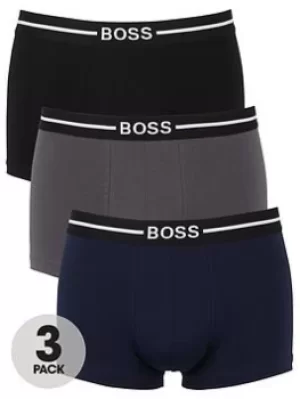 Image of BOSS Bodywear 3 Pack Trunks, Black/Navy/Grey, Size L, Men