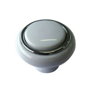 Image of BQ White Gloss Chrome effect Round Internal Knob Cabinet knob D40 mm