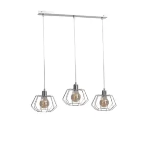Image of Luna Bar Pendant Ceiling Light Silver, 63cm, 3x E27