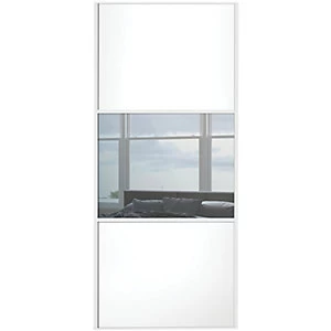 Image of Wickes Sliding Wardrobe Door Wideline White Panel and Mirror - 2220 x 762mm