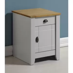 Image of Seconique Ludlow Grey & Oak Lacquer 1 Door 1 Drawer Bedside