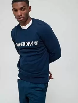 Image of Superdry Corp Logo Crew Neck Sweatshirt - Navy Size M Men