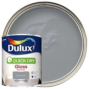 Image of Dulux Quick Dry Natural Slate Gloss High Sheen Paint 750ml
