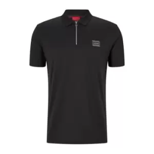 Image of Hugo Zip Up Polo Shirt - Black