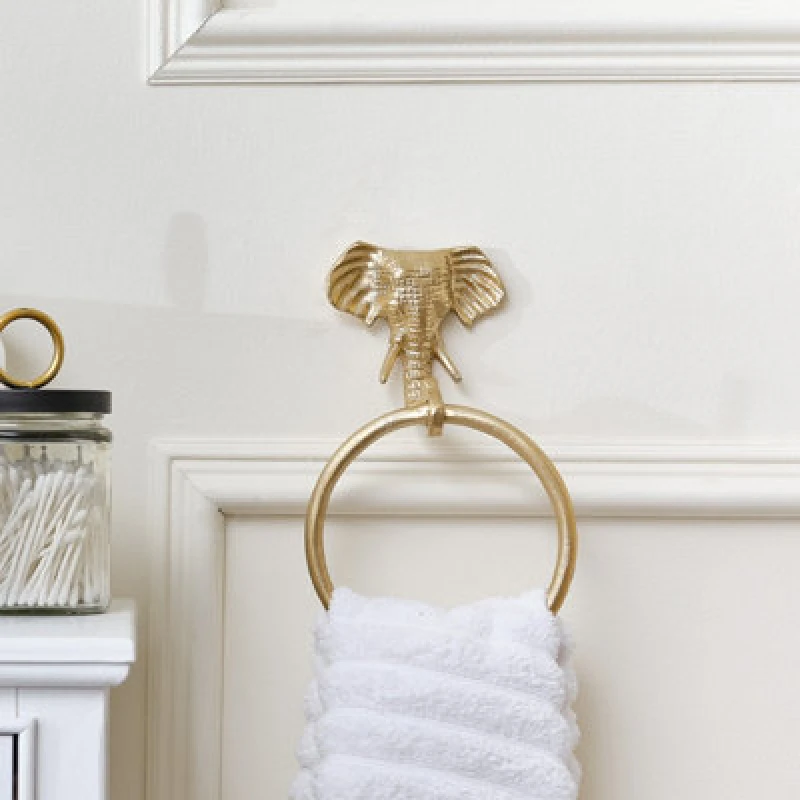 Image of Melody Maison Metallic Gold Elephant Towel Ring Metallic Gold