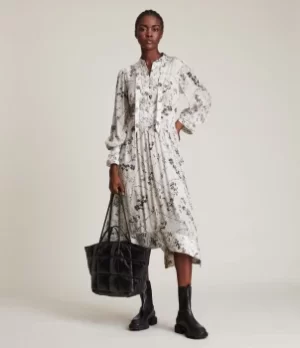 Image of AllSaints Womens Alisa Freya Dress, Ecru White, Size: 8