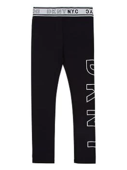Image of DKNY Girls Sporty Logo Print Leggings - Black, Size Age: 4 Years, Women
