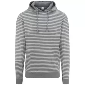 Image of AWDis Unisex Adults Nautical Striped Hoodie (XXL) (Heather Grey)