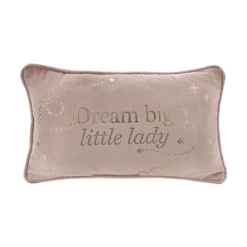 Image of Bambino by Juliana Rectangle Velvet Cushion "Little Lady" 33cm Pink