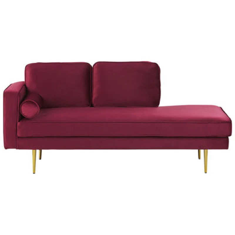 Image of Beliani Left-Hand Chaise Lounge Miramas Velvet Dark Red