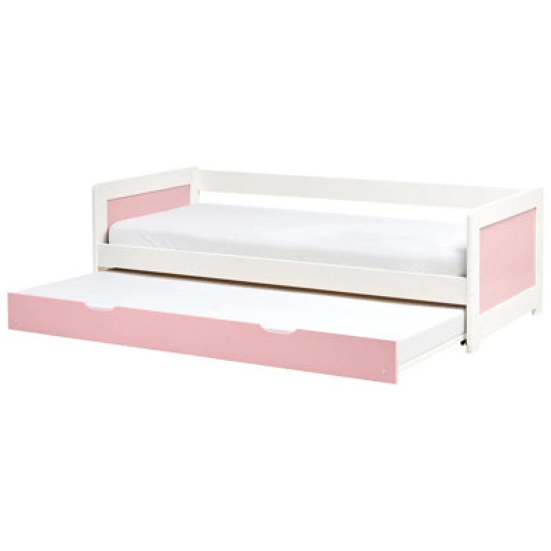 Image of Beliani Trundle Bed Pine Wood Gravelines 90 X 200 Cm (Eu Single) Pink