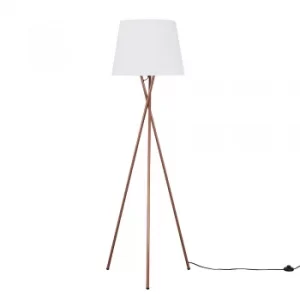 Image of Camden Copper Tripod Floor Lamp with XL White Aspen Shade