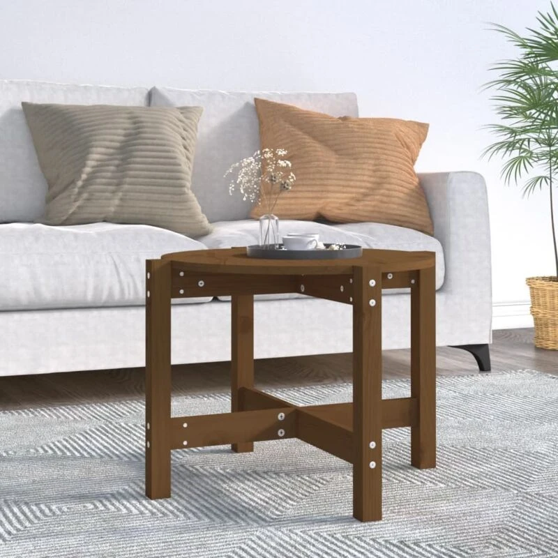 Image of Vidaxl Coffee Table Honey Brown Ø 62.5X45cm Solid Wood Pine, Brown 822305