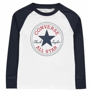 Image of Converse Chuck Long Sleeve T-Shirt Boys - White/Obsidian