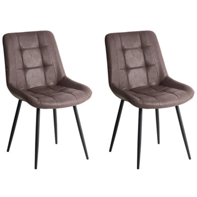 Image of Beliani Set Of 2 Dining Chairs Melrose Ii Faux Leather Dark Brown