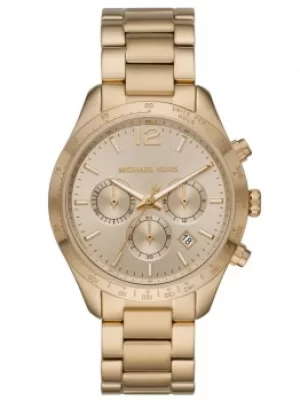 Image of Michael Kors Ladies Layton Gold Chronograph Dial Gold Plated...