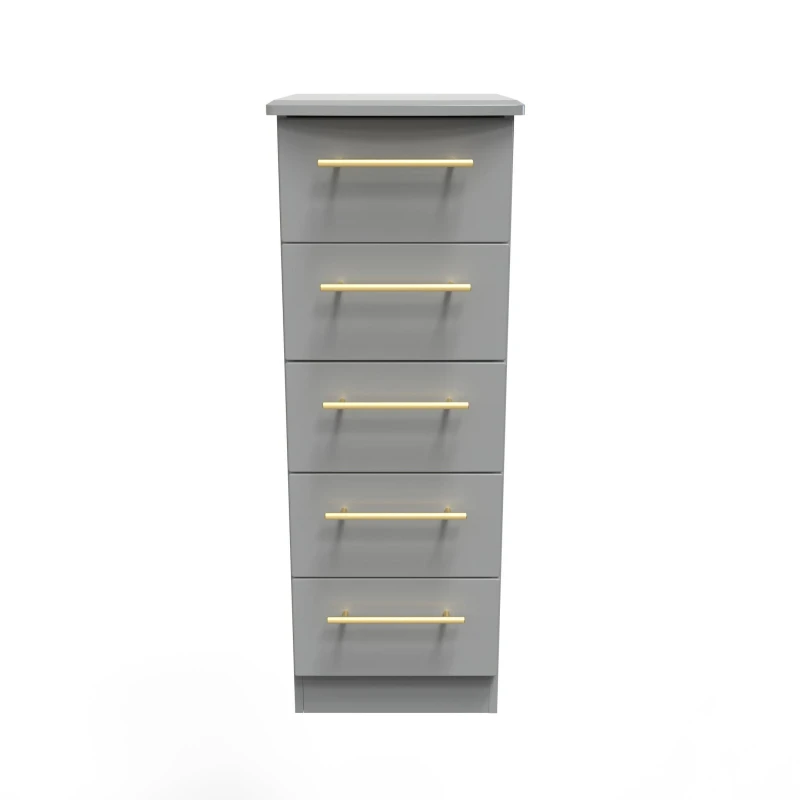 Image of Helmsley 5 Drawer Tallboy In Dusk Grey (Ready Assembled)