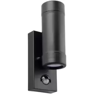 Image of Up & Down IP44 Outdoor Wall Light with PIR Sensor - 2 x 7W LED GU10 - Matt Black