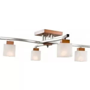 Image of Dana Multi Arm Semi Flush Ceiling Light With Glass Shade, Rustic, 4x E27