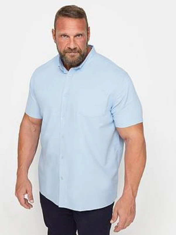 Image of BadRhino Oxford Short Sleeve Shirt - Blue, Size L, Men Blue W7EDU Male L
