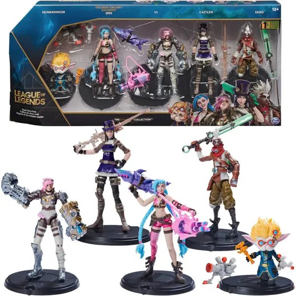 Image of League of Legends Dual Cities 4" 5 Pack - Jinx, Heimerdinger, Vi, Caitlyn and Ekko