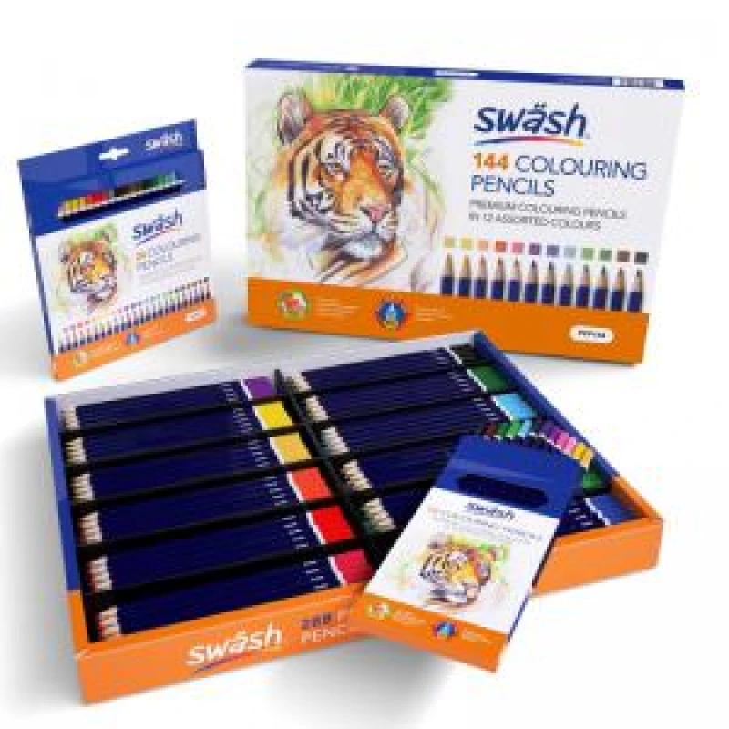 Image of Swash Premium Colouring Pencils 12 Assorted Colours Pack of 144