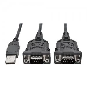 Image of Tripp Lite 1.83 m 2-Port USB to DB9 Serial FTDI Adapter Cable with COM Retention (M/M)