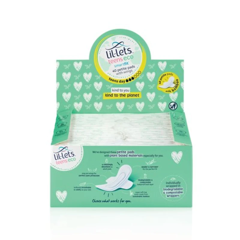 Image of Lil-Lets Lil-Lets Teens Eco Sanitary Pads Wrapped with Wings (Pack of 40) 94TECODY40 94TECODY40