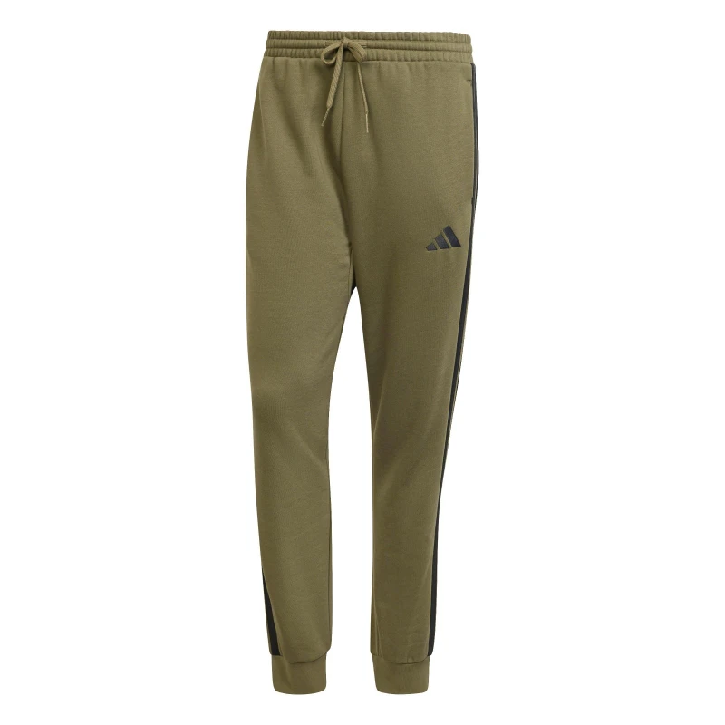 Image of adidas Essentials Fleece Tapered Cuff 3-Stripes Joggers Olive Strata male S