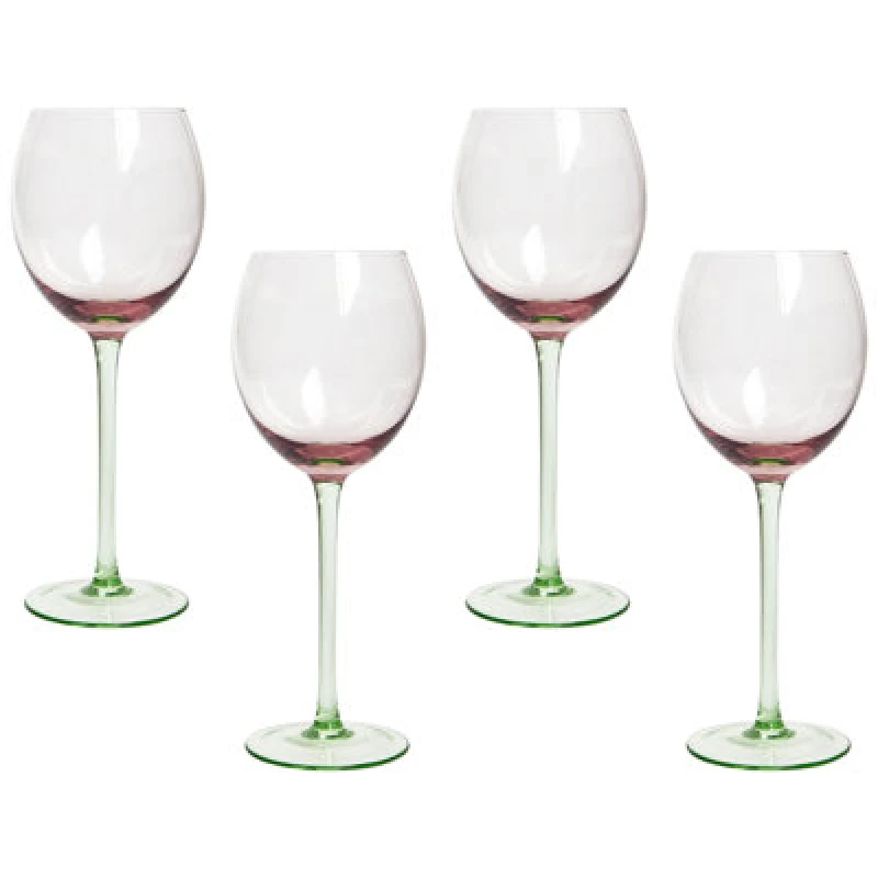 Image of Beliani Set Of 4 Wine Glasses Diopside 360 Ml Pink