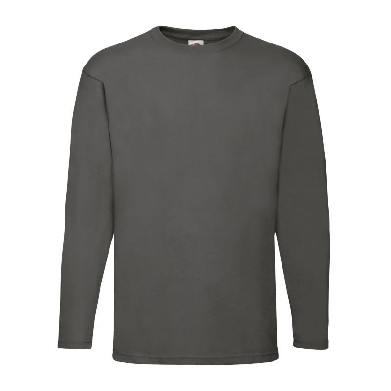 Image of Fruit Of The Loom Fruit of the Loom Men Valueweight Heather Long-Sleeved T-Shirt in Mid Grey Size: Small Mid Grey S Male 5063527928573