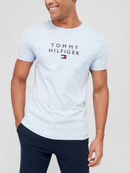 Image of Tommy Hilfiger Stacked Tommy Flag T-Shirt - Breezy Blue, Breezy Blue Size M Men