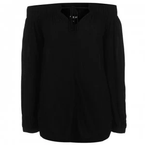 Image of Firetrap Blackseal Tie Bardot Top - Black