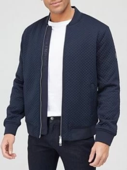 Image of Armani Exchange Quilted Sweat Bomber Jacket Navy Size S Men