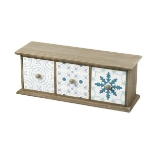 Image of Art Deco Patterned Small Wooden Triple Drawers Set By Heaven Sends