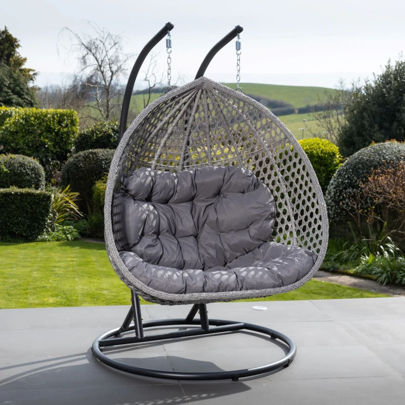 Image of Artemis Home Oakley Double Swing Egg Pod Chair in Dark Grey Dark Grey Unisex