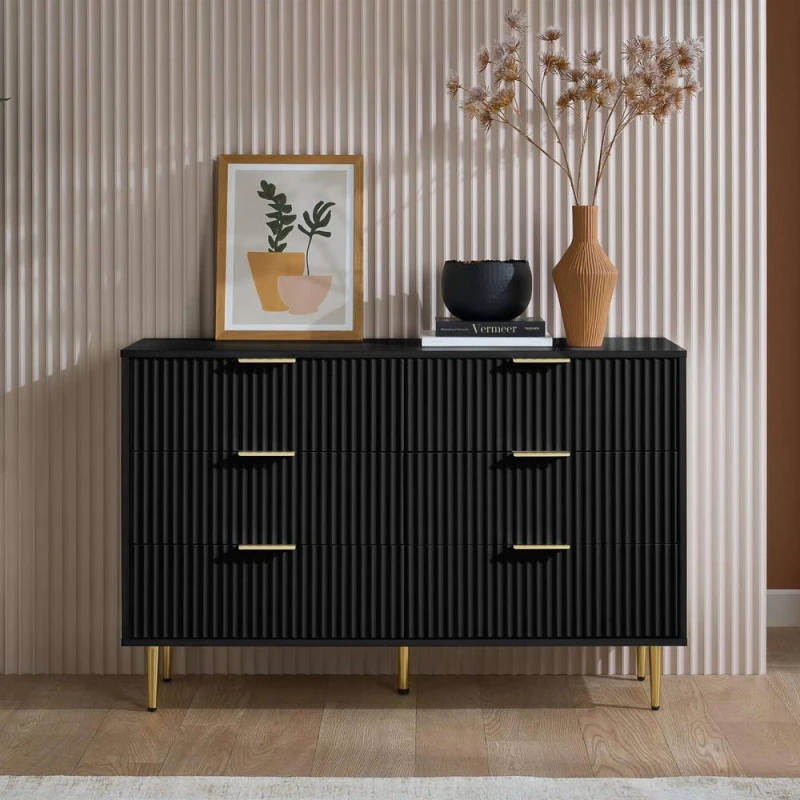Image of Birlea Zara Black 6 Drawer Chest of Drawers