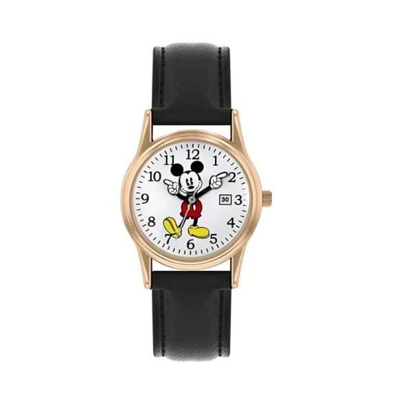 Image of Disney Mickey Mouse Black PU Strap Watch MK5376