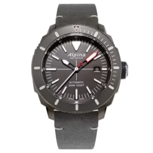 Image of Alpina Seastrong Diver 300 Mens Grey Leather Strap Watch