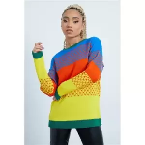 Image of I Saw It First Orange Multi Striped Knitted Oversized Jumper - Orange