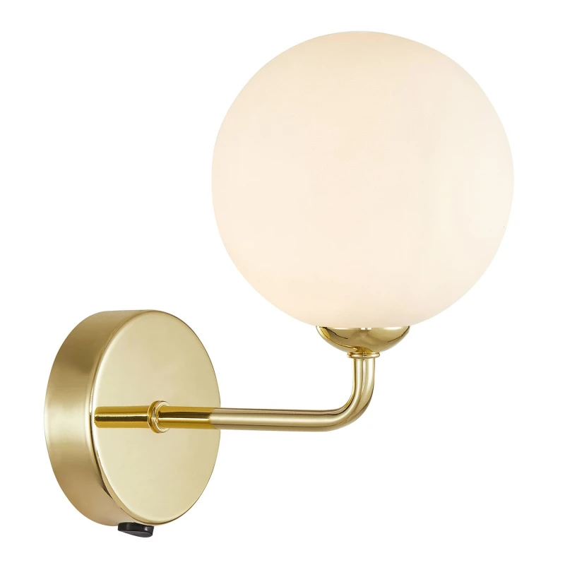 Image of Happy Homewares Contemporary Chic Light Fitting with Opal White Globe Glass Shade in Gold Gold Unisex