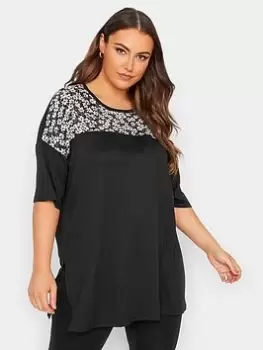 Image of Yours Block Pattern Top, Black, Size 16, Women