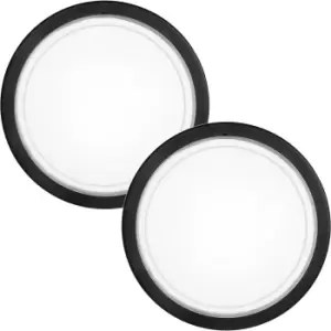 Image of 2 PACK Wall Flush Ceiling Light Black Shade White Clear Glass Painted E27 1x60W