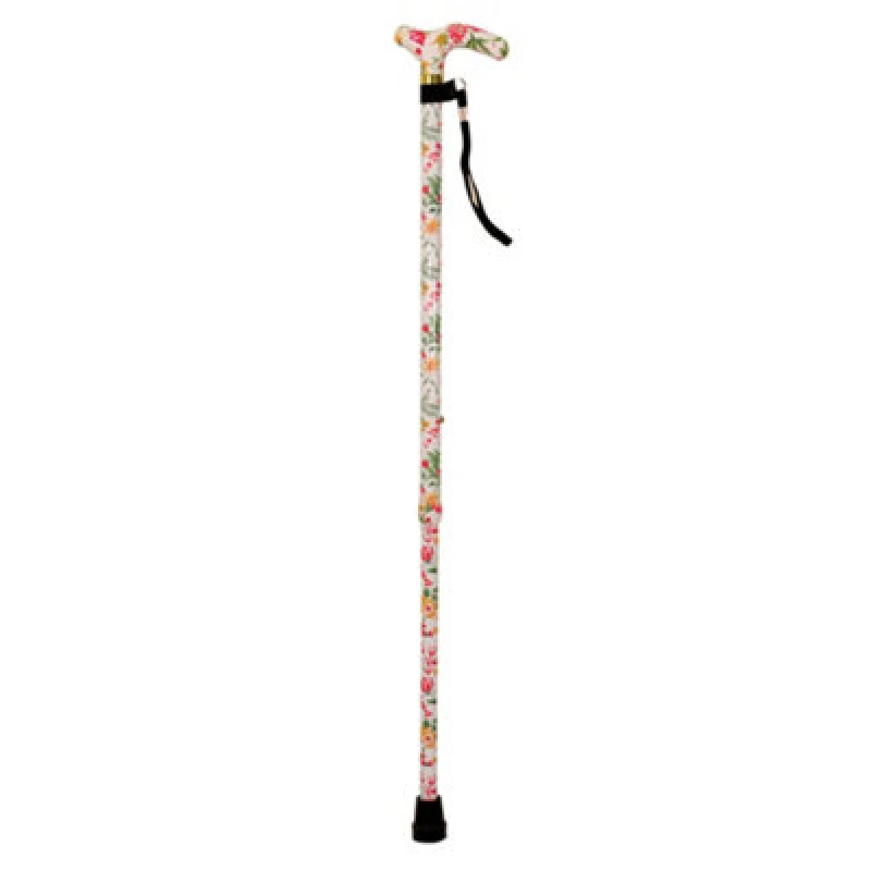 Image of Loops Deluxe Ambidextrous Foldable Walking Cane - 5 Height Settings - Floral Pattern Multi
