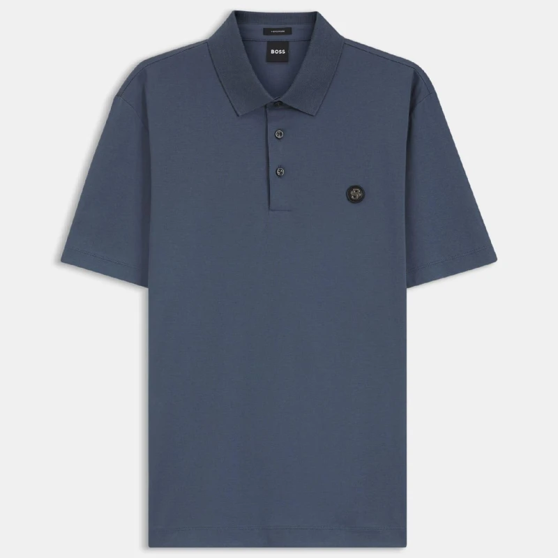 Image of Boss C-Parris 01 Mercerised Cotton Polo Shirt Blue male M