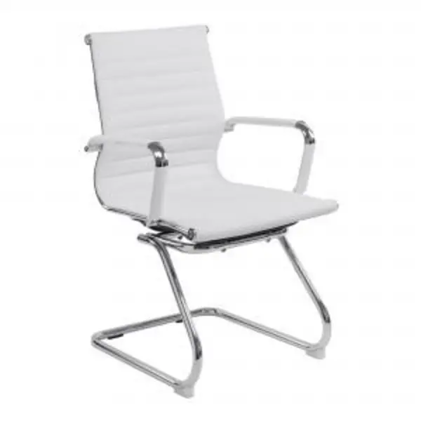 Image of Aura Contemporary Medium Back Bonded Leather visitor Chair with Chrome NTDSBCL8003AVWH