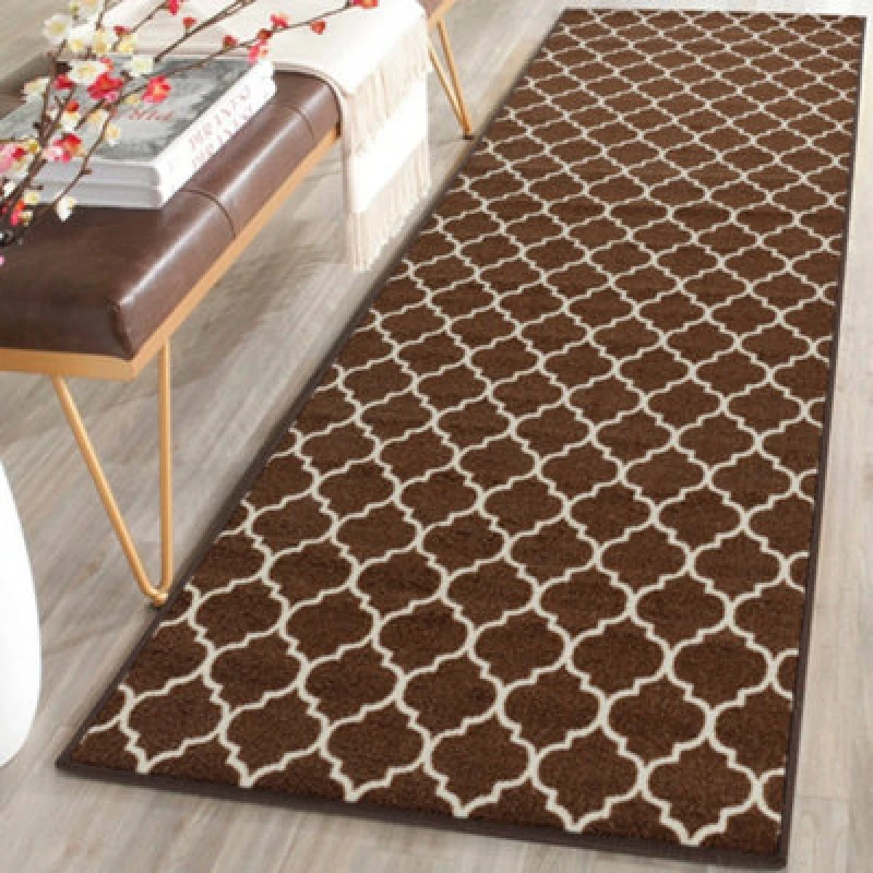 Image of Smart Living Trellis Heavy Duty Machine Washable Hallway Kitchen Non Slip Door Mat Dark Brown