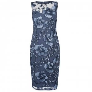 Image of Adrianna Papell Floral Sequin Dress - DUSTY Blue