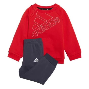 Image of adidas Essentials Logo Sweatshirt and Pants (Gende - Vivid Red / White